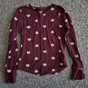 Old Navy Kids Wine Heart Long Sleeve Waffle Knit Tee | XL